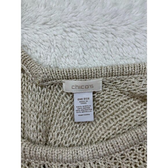 Chico's Poncho Sweater One Size Open Knit Short Sleeve Pullover - Picture 4 of 6